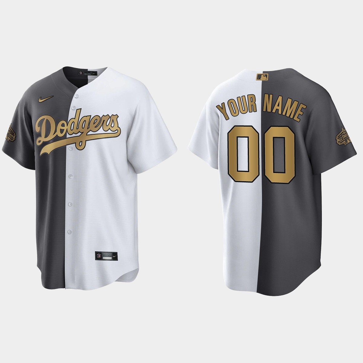 Custom Los Angeles Dodgers 2022 MLB All-Star Game Split Jersey - White Charcoal