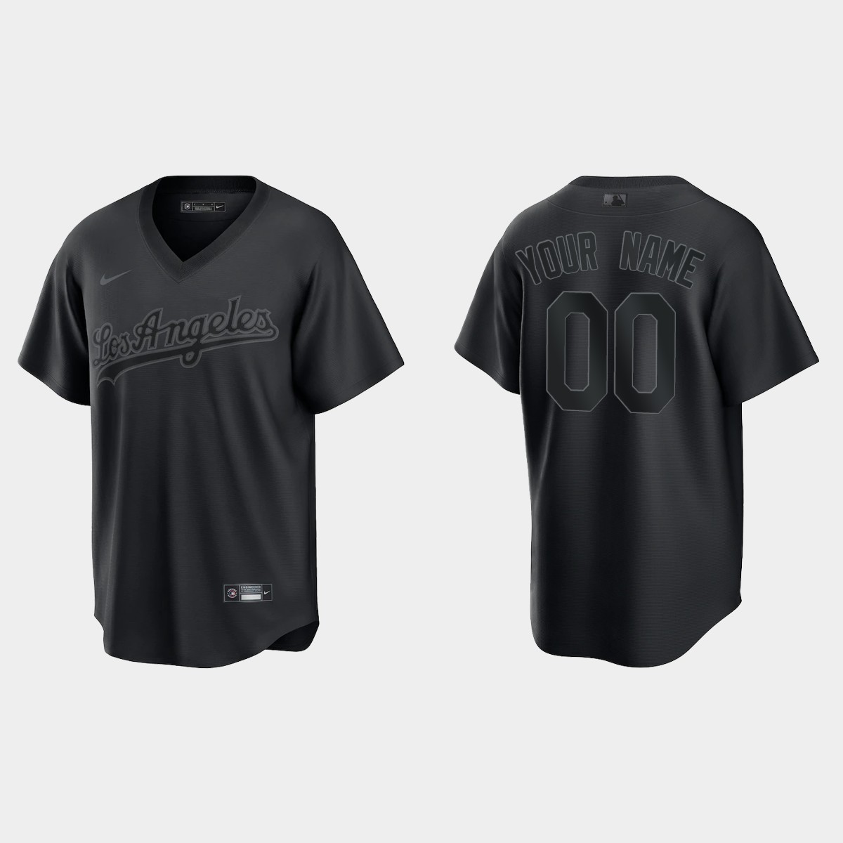 Custom Los Angeles Dodgers Pitch Black Fashion Jersey - Black
