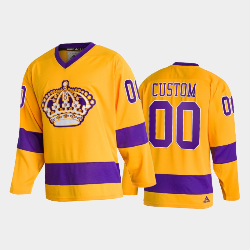 Custom Los Angeles Kings Team Classics Gold Throwback Jersey 2022