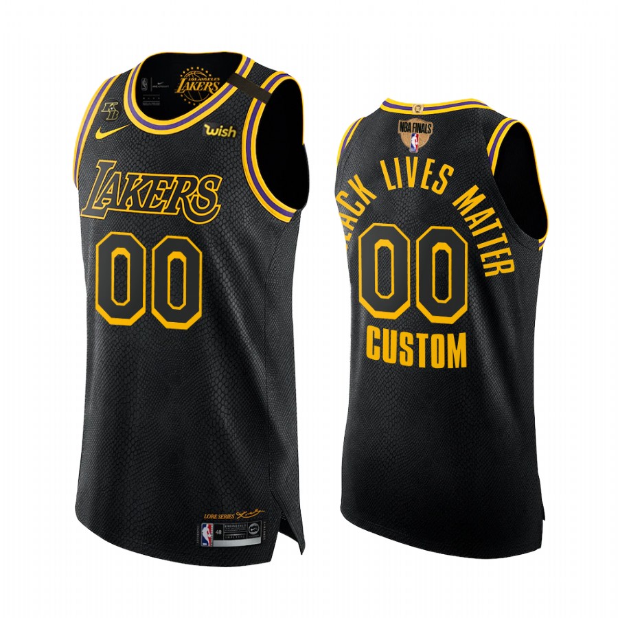 Custom Los Angeles Lakers 2020 Finals Mamba Black Jersey black lives matter