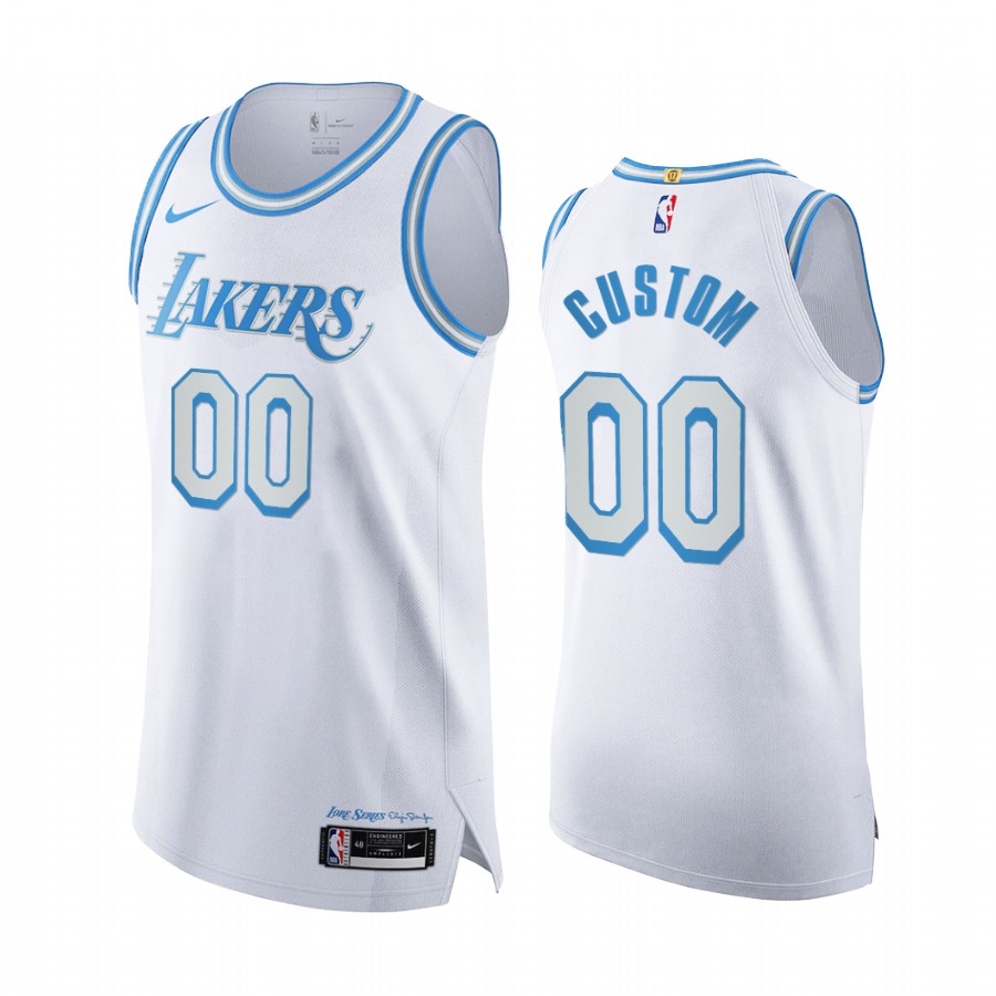Custom Los Angeles Lakers White City 2020-21 Jersey Legacy of Lore