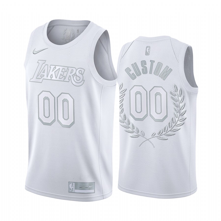 Custom Los Angeles Lakers White Platinum Edition #00 Jersey