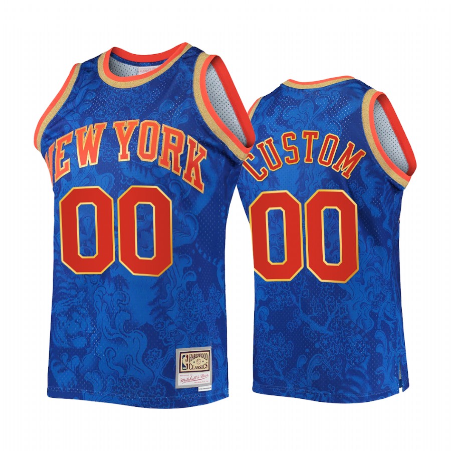 Custom Lunar New Year 2022 New York Knicks Royal Jersey Throwback