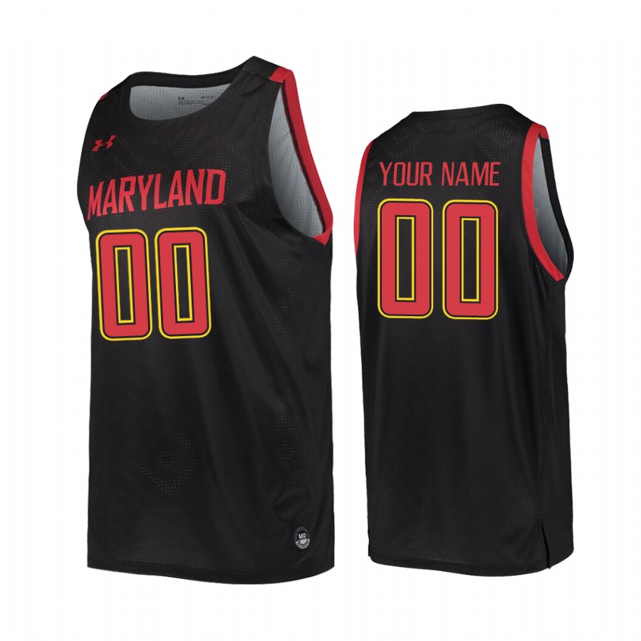 Custom Maryland Terrapins #00 College Jersey - Black