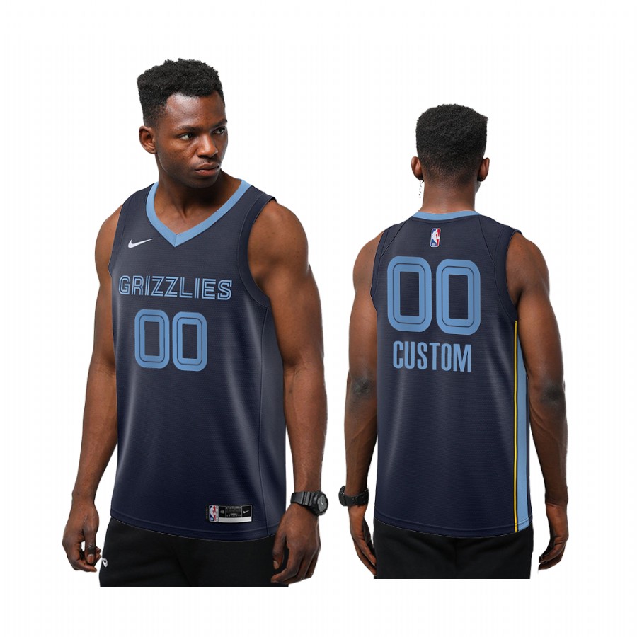 Custom Memphis Grizzlies Navy Icon 2020-21 Jersey