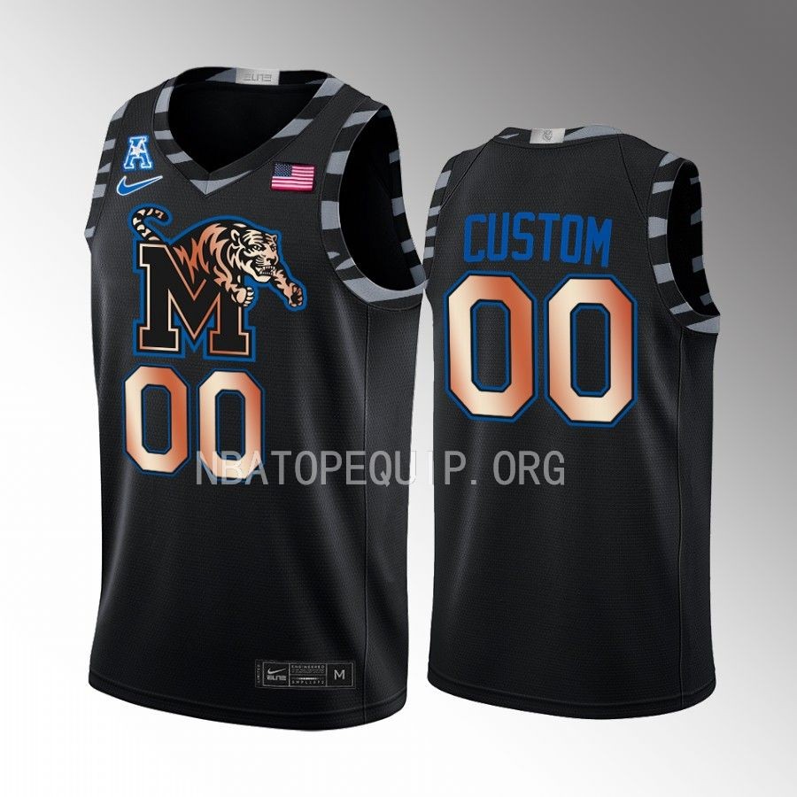 Custom Memphis Tigers Black Jersey Copper College