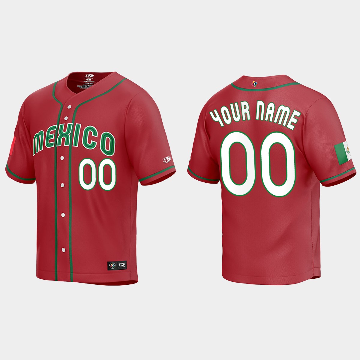 Custom Mexico 2023 World Classic Jersey - Red