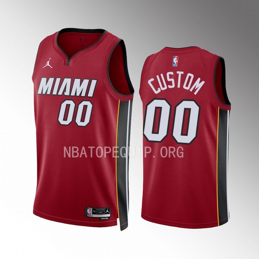 Custom Miami Heat #00 Red Jersey 2022-23 Statement Edition Swingman