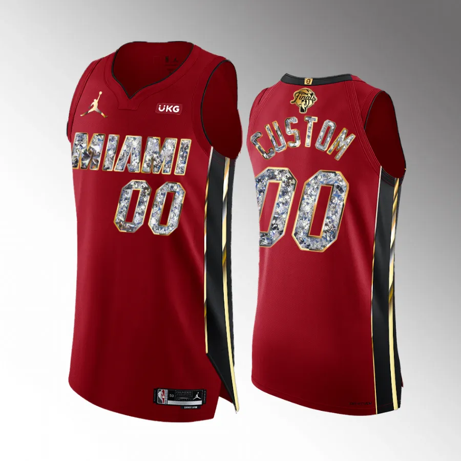 Custom Miami Heat 2023 Eastern Conference Champions Red #00 Diamond Edition Jersey Men