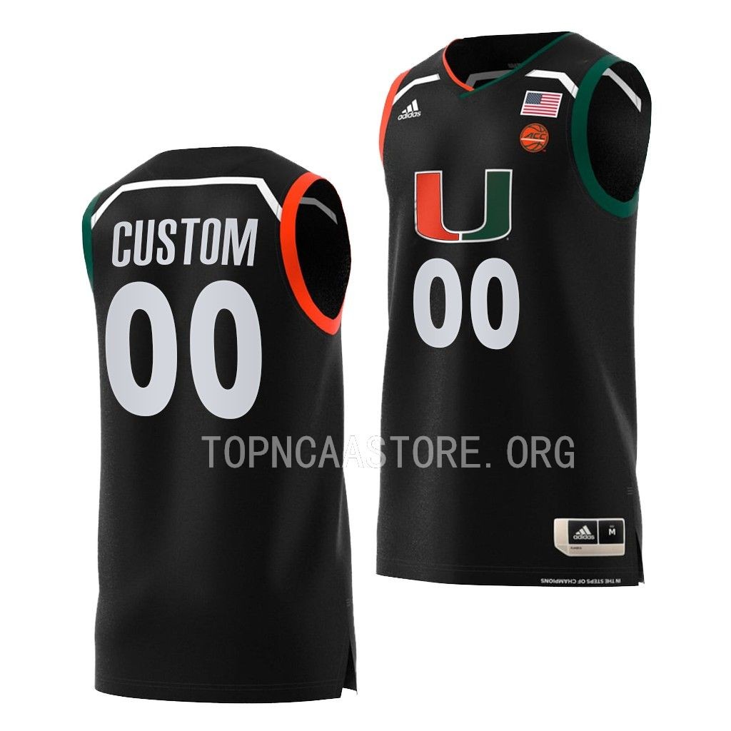 Custom Miami Hurricanes #00 Black Jersey Swingman