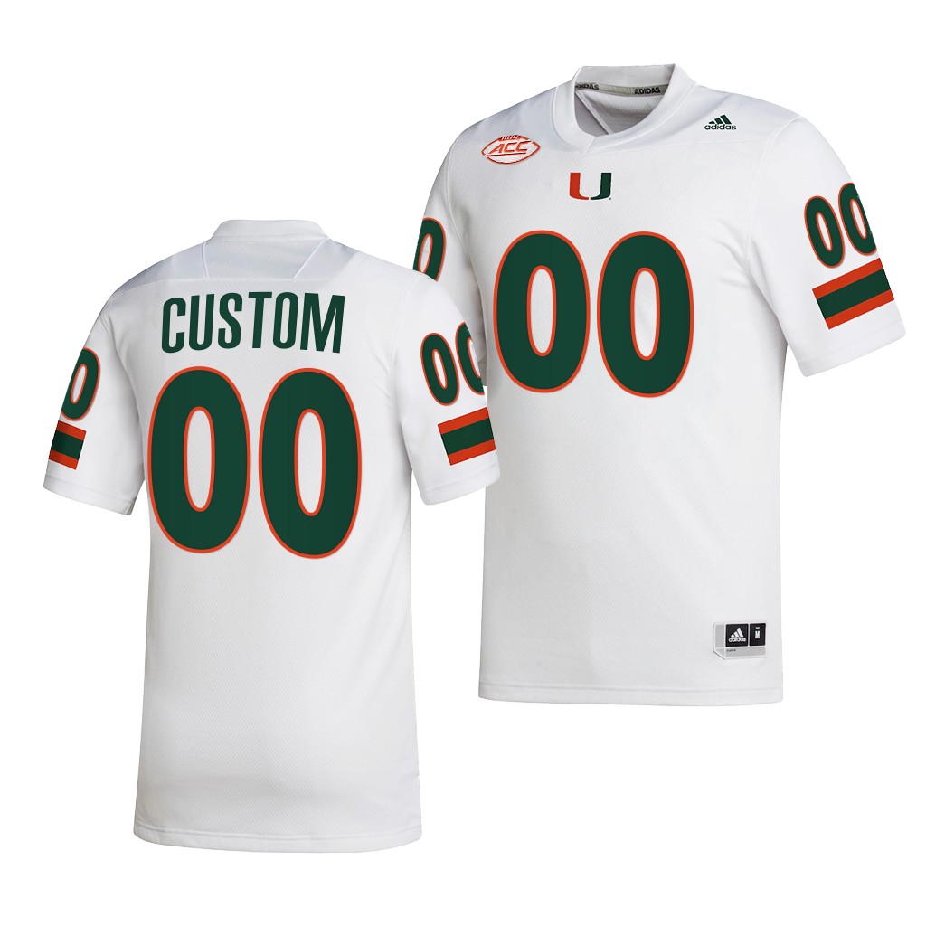 Custom Miami Hurricanes #00 White Jersey 2022-23 College Men’s NIL  Uniform