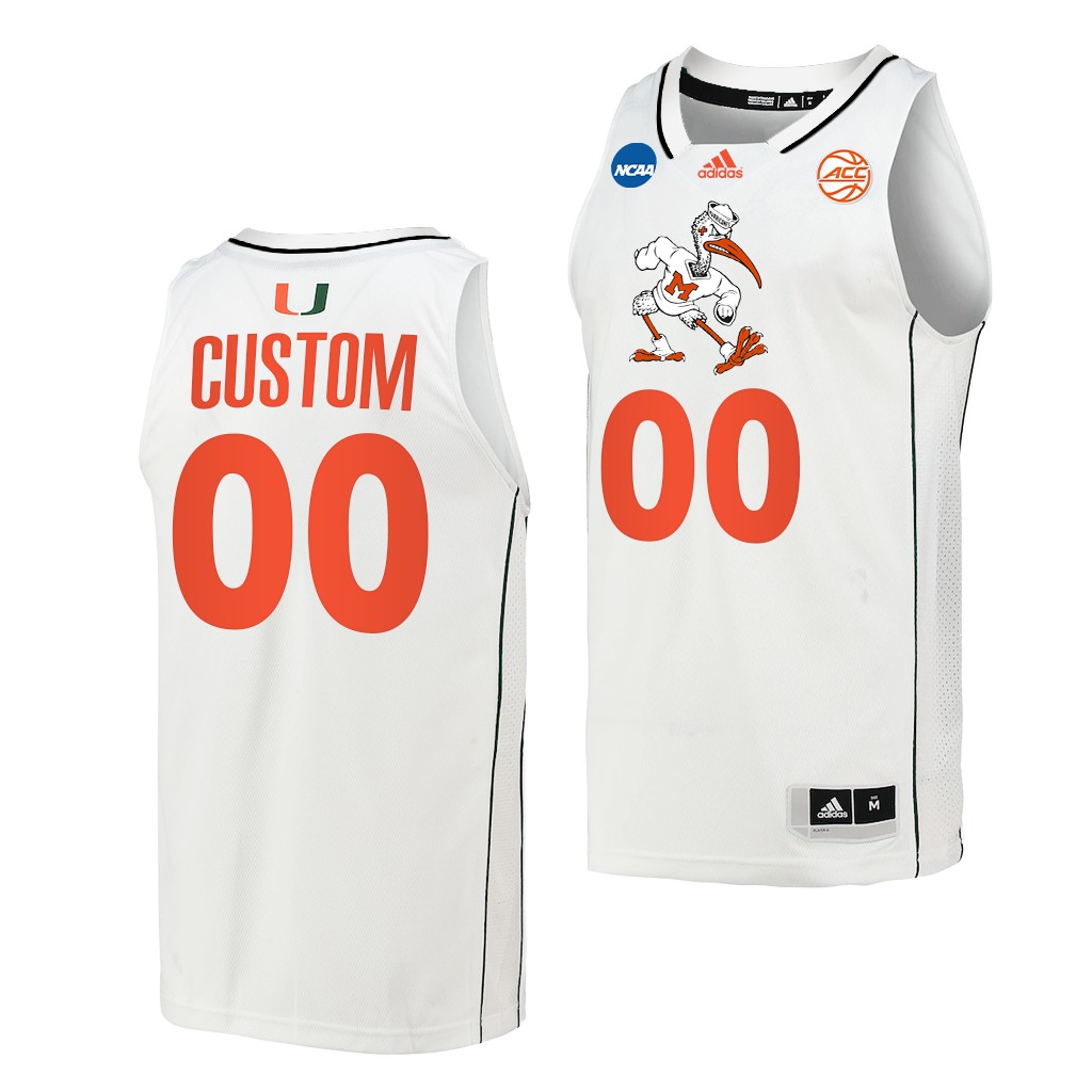 Custom Miami Hurricanes 2022 NCAA March Madness White Jersey #00