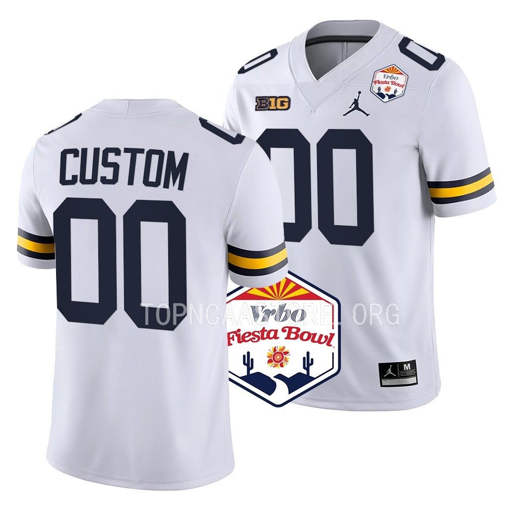Custom Michigan Wolverines 2022 Fiesta Bowl College Playoff Jersey Men's White #00 Uniform