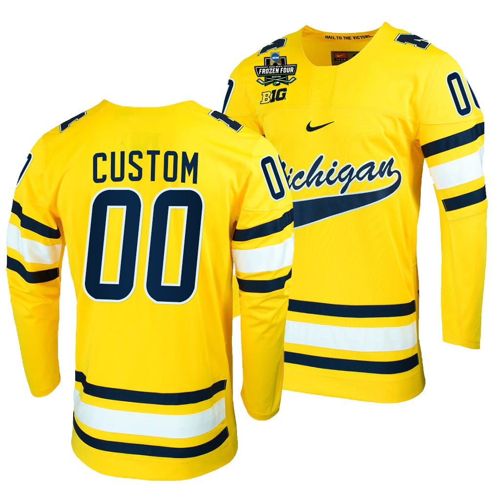 Custom Michigan Wolverines Maize 2022 Frozen Four NCAA Jersey