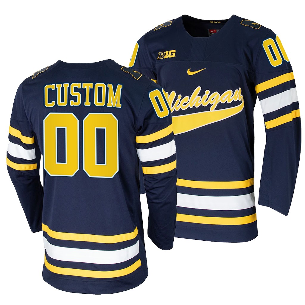 Custom Michigan Wolverines Navy College Jersey