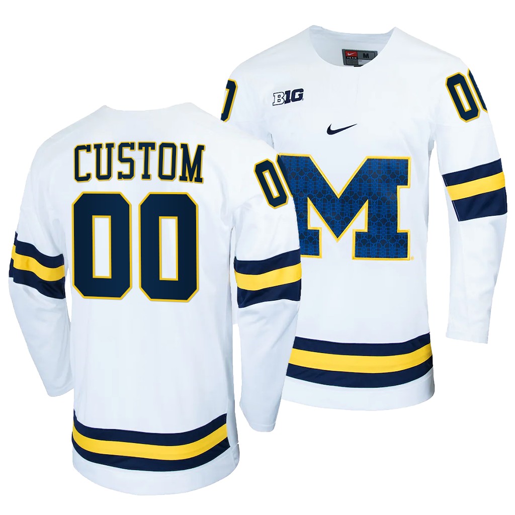 Custom Michigan Wolverines White College Jersey