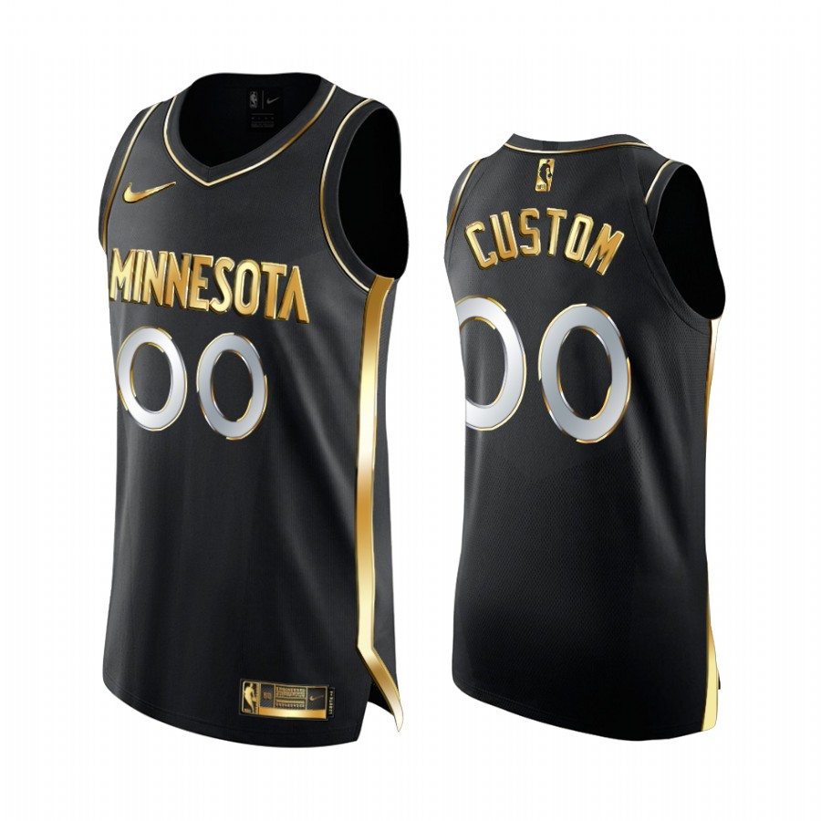Custom Minnesota Timberwolves 2020-21 Black Golden Edition Jersey Limited