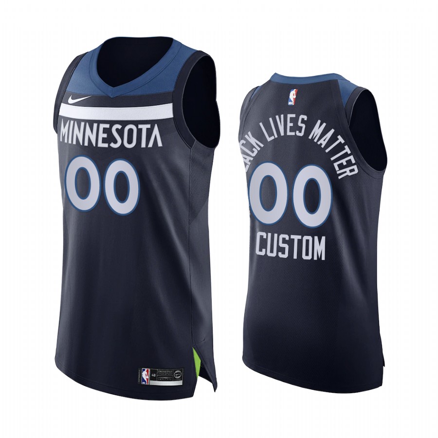 Custom Minnesota Timberwolves 2020 Social Justice Navy Jersey Black Lives Matter