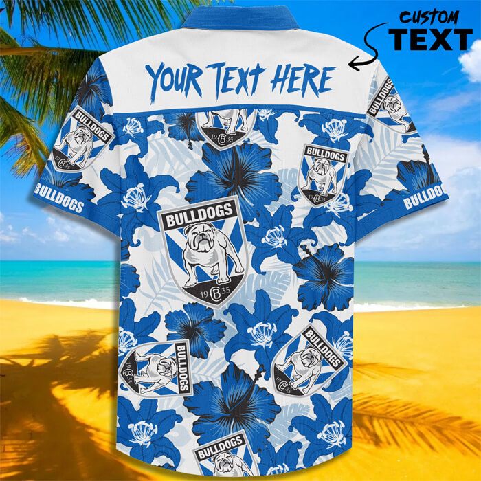 Custom Name Canterbury bankstown Bulldogs Football Teams Button Up Hawaiian Shirt