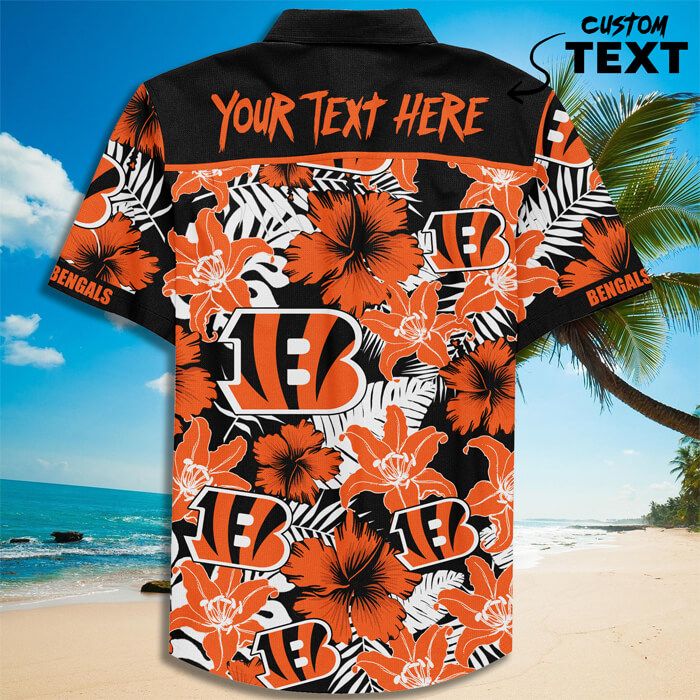 Custom Name Cincinnati Bengals Football Teams Button Up Hawaiian Shirt