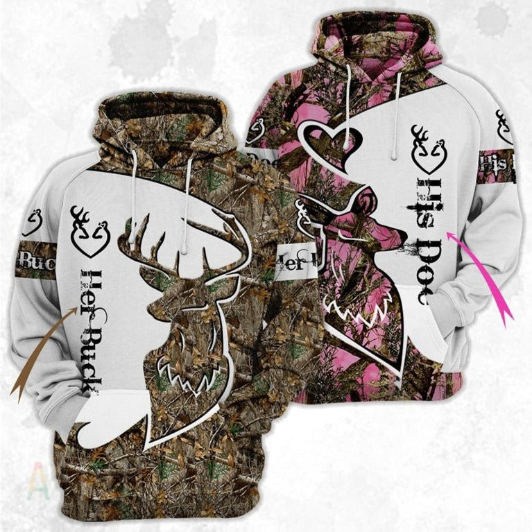Custom Name Deer Hunting Couple Hoodie