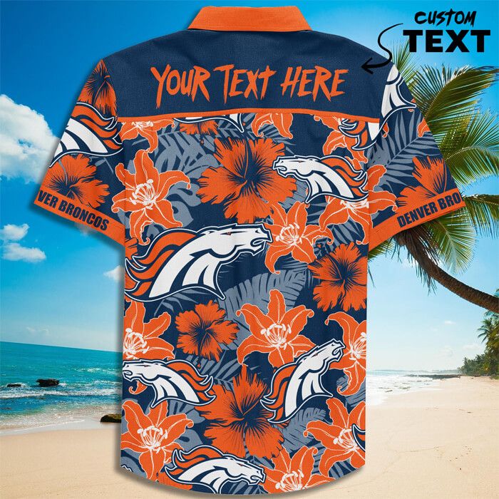 Custom Name Denver Broncos Football Teams Button Up Hawaiian Shirt