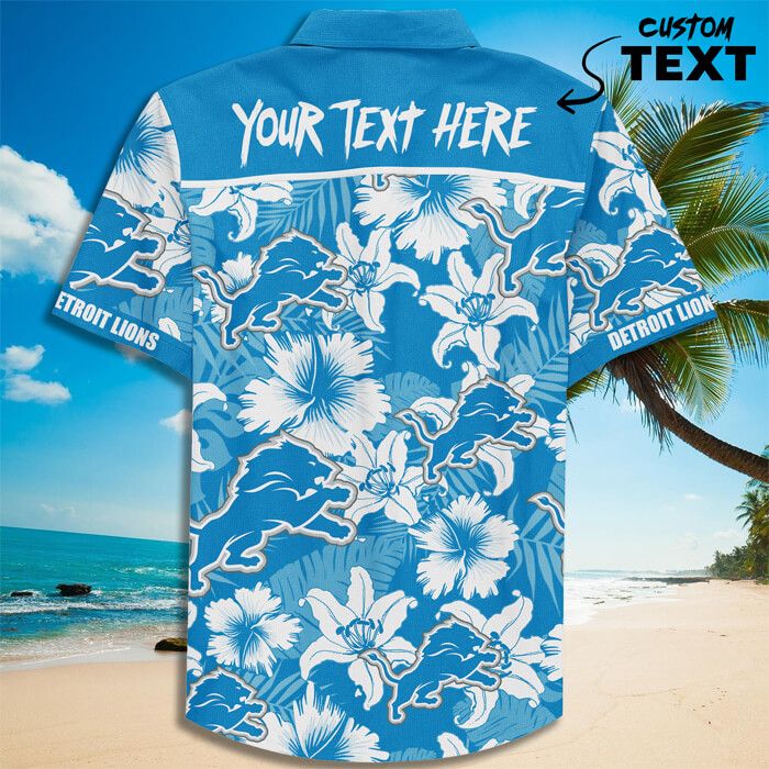 Custom Name Detroit Lions Football Teams Button Up Hawaiian Shirt