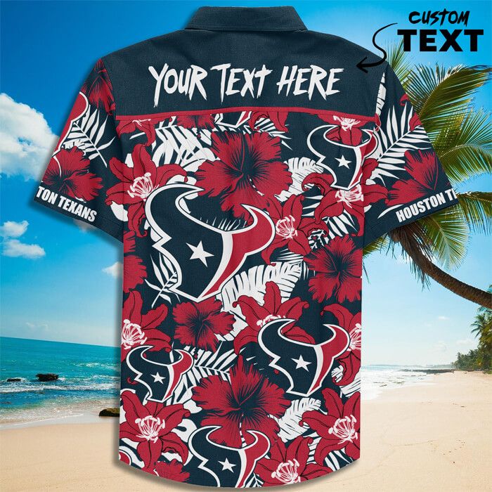 Custom Name Houston Texans Football Teams Button Up Hawaiian Shirt