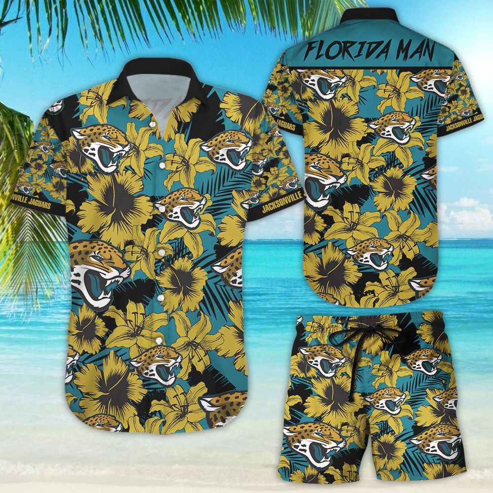 Custom Name Jacksonville Jaguars Football Teams Button Up Hawaiian Shirt
