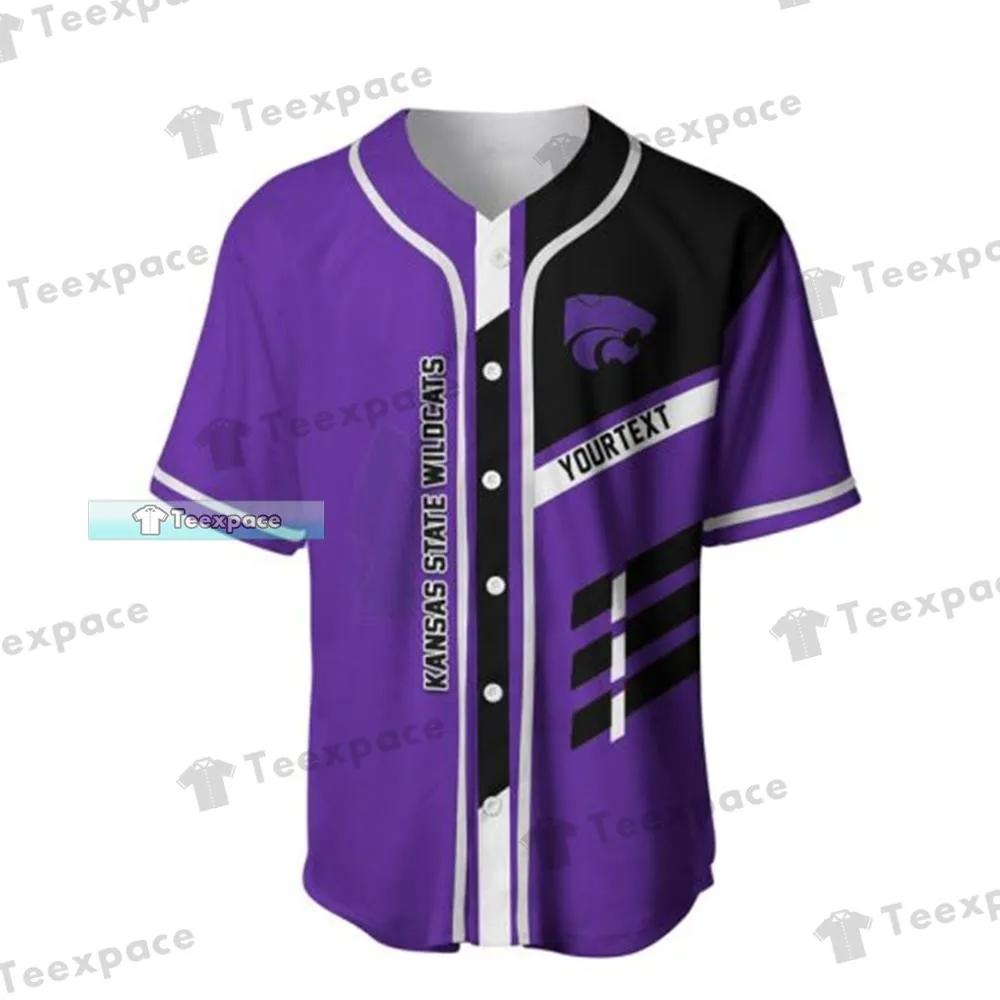 Custom Name Kansas State Wildcats Three Stripes Baseball Jersey