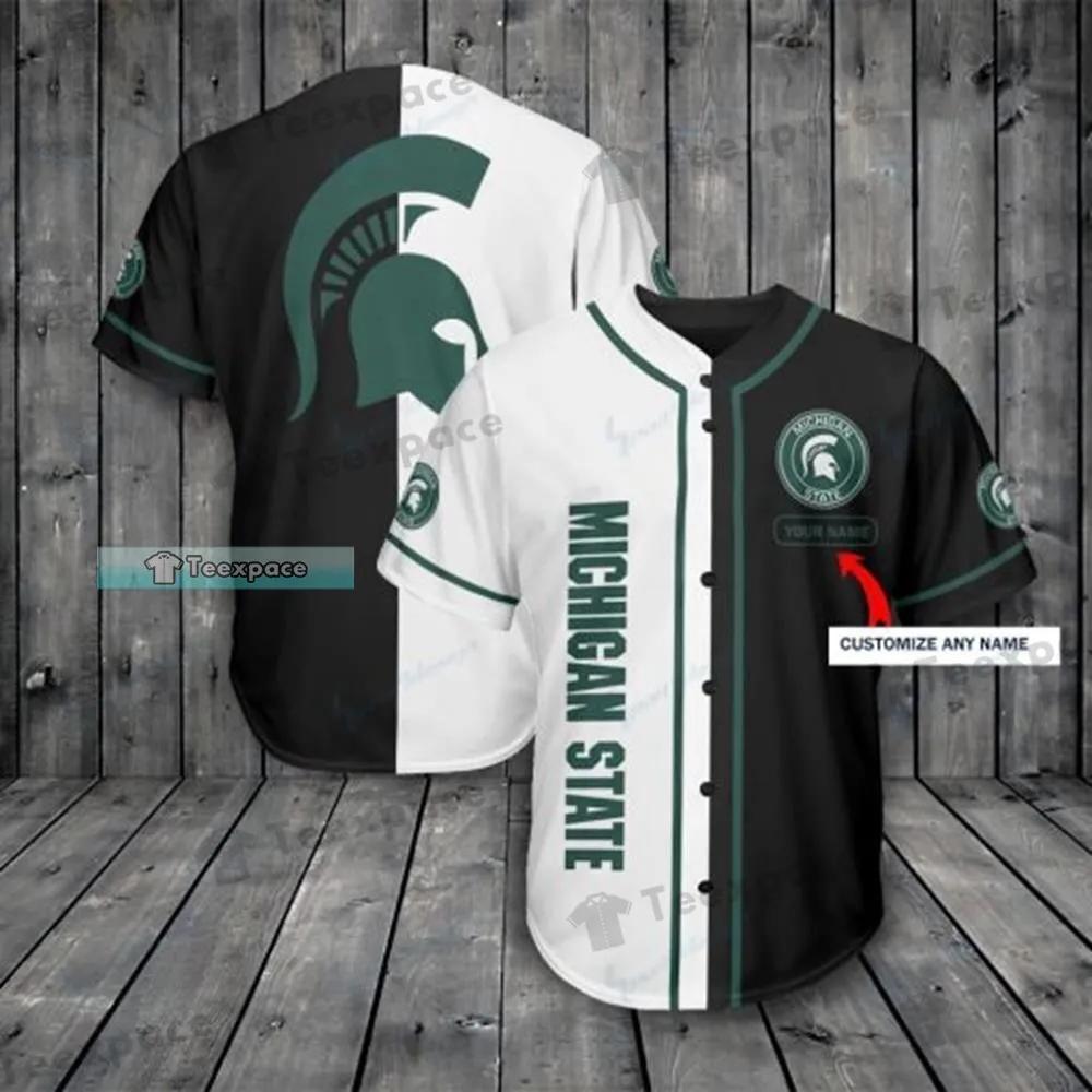 Custom Name Michigan State Spartans Black White Baseball Jersey