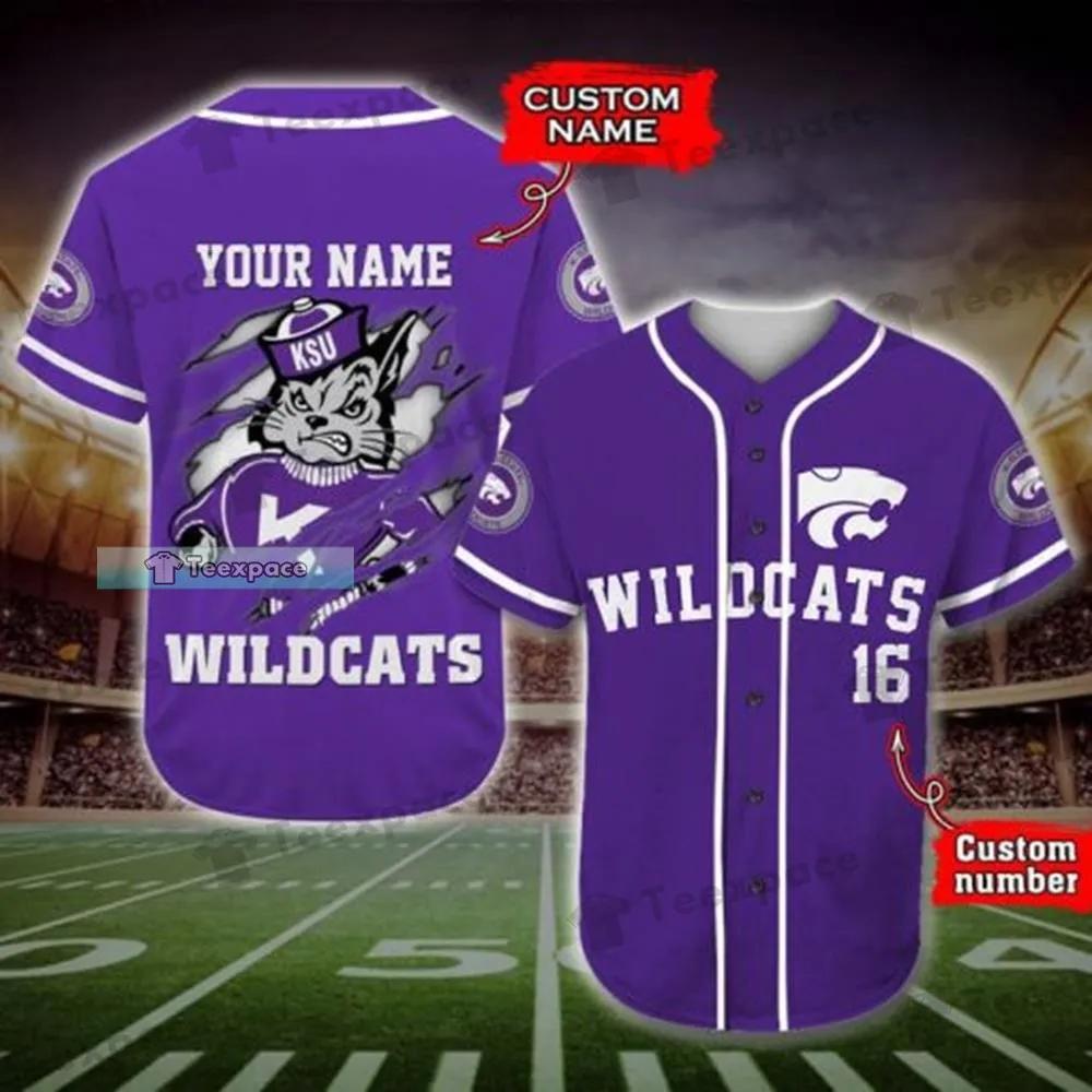 Custom Name Number Kansas State Wildcats Mascot Baseball Jersey