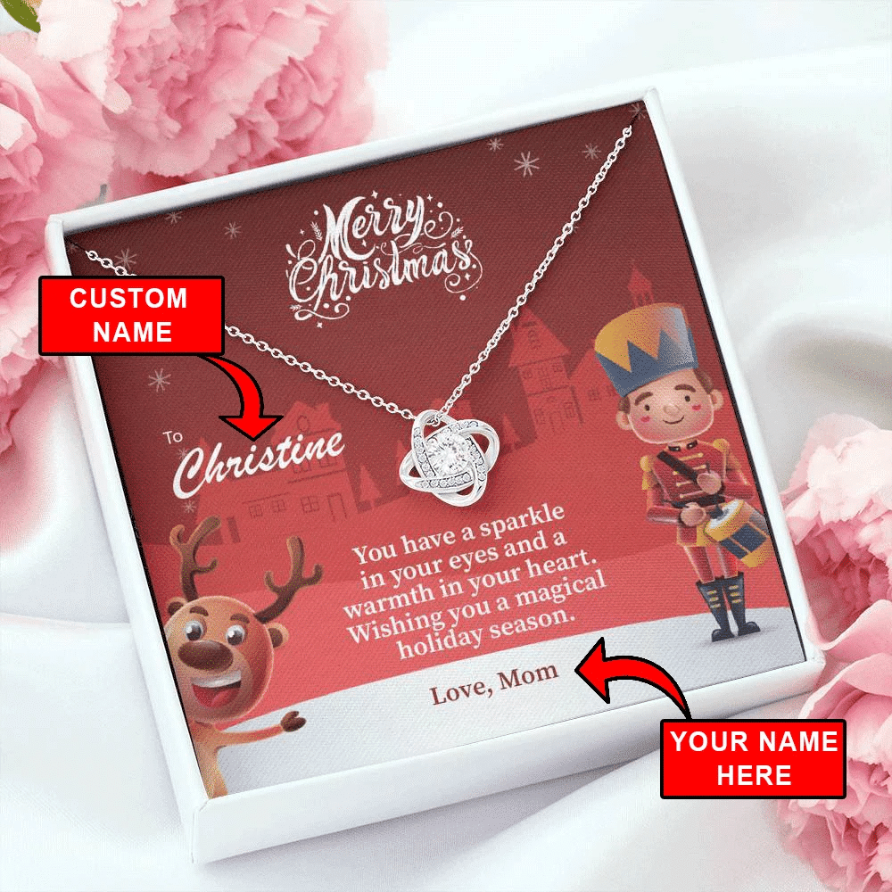 Custom Name You Have A Sparkle In Your Eyes Christmas Holiday Gift For Mom Love Knot Necklace