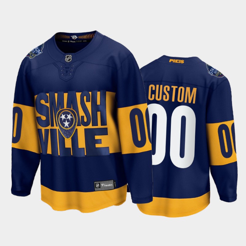 Custom Nashville Predators 2022 Stadium Series Navy Fanatics Jersey