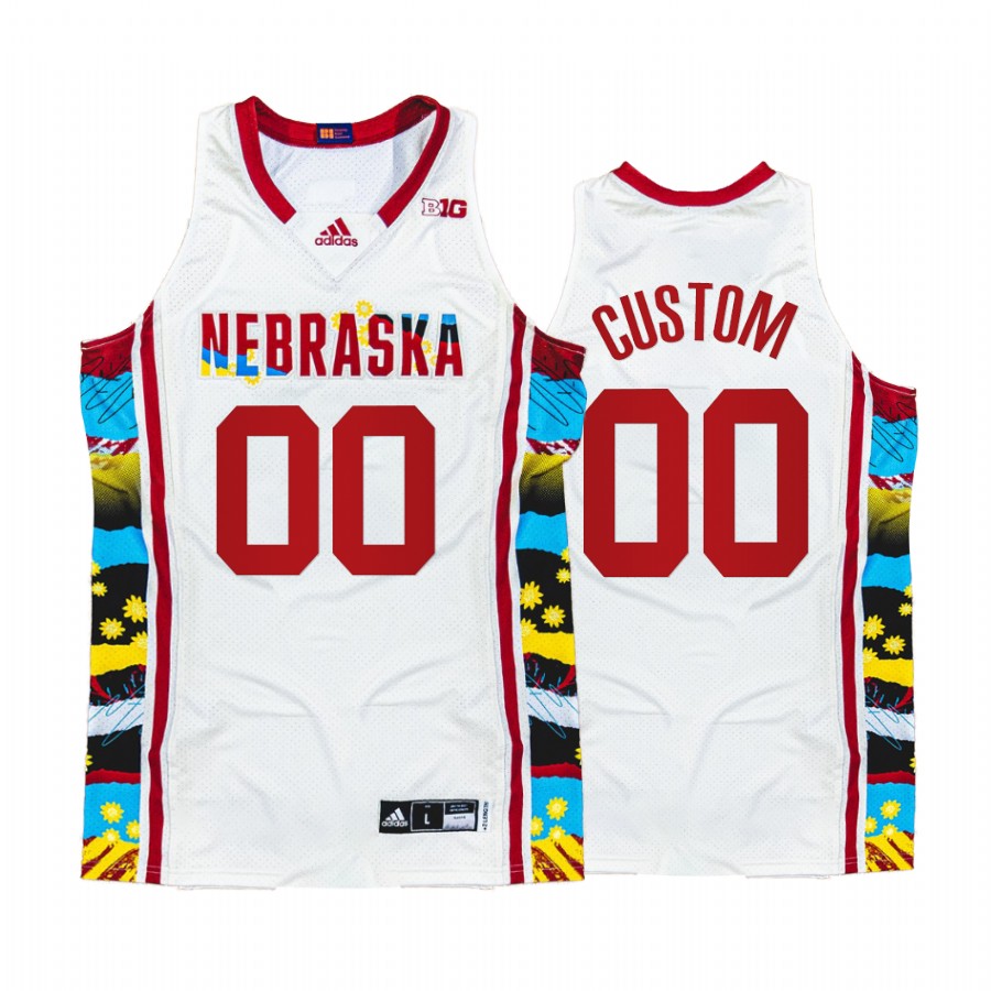 Custom Nebraska White Jersey 2022 Honoring Black Excellence Sunflower BHM