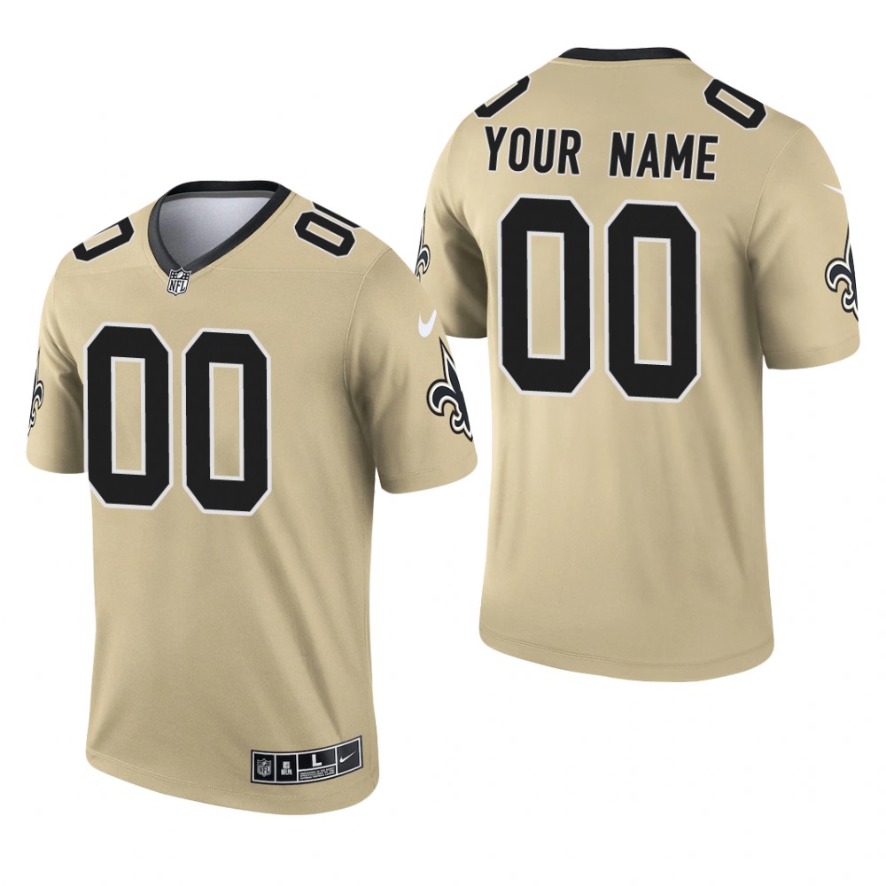 Custom New Orleans Saints Gold Jersey Inverted Legend – Men’s