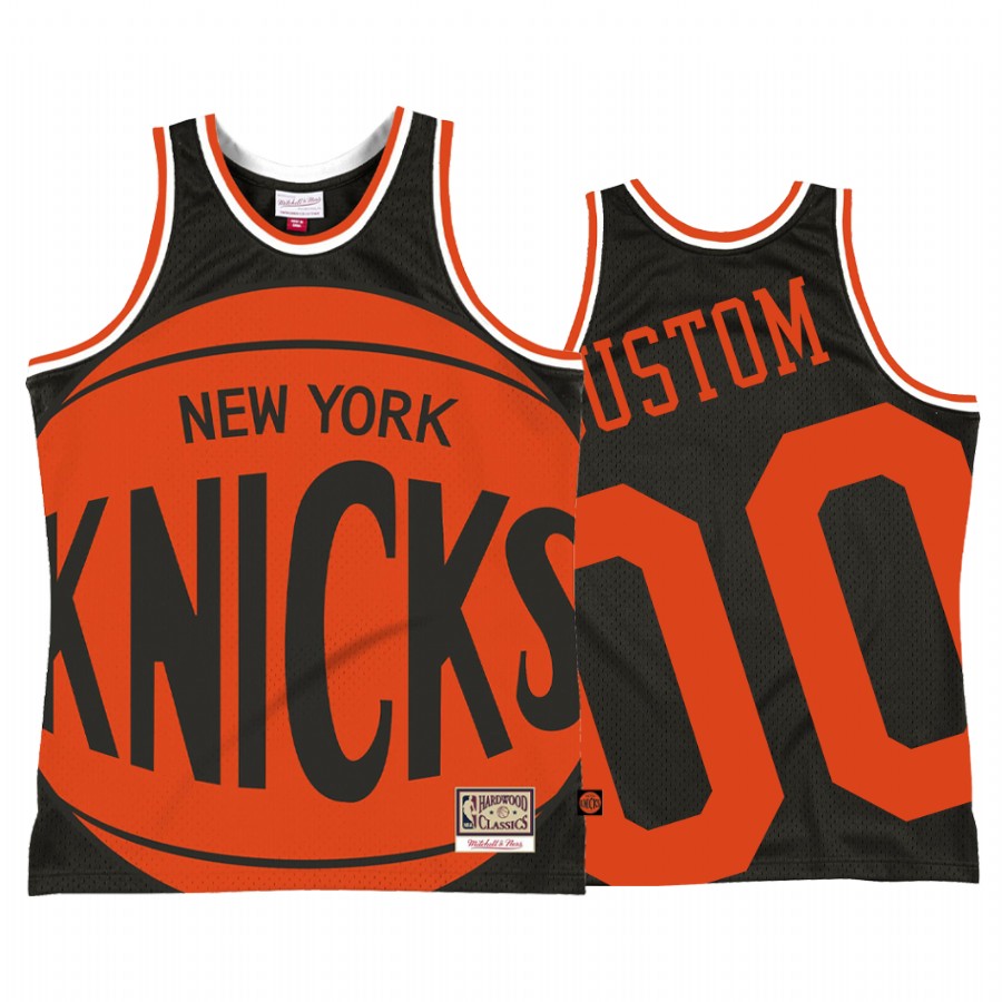 Custom New York Knicks Black Big Face 2.0 Men's Jersey