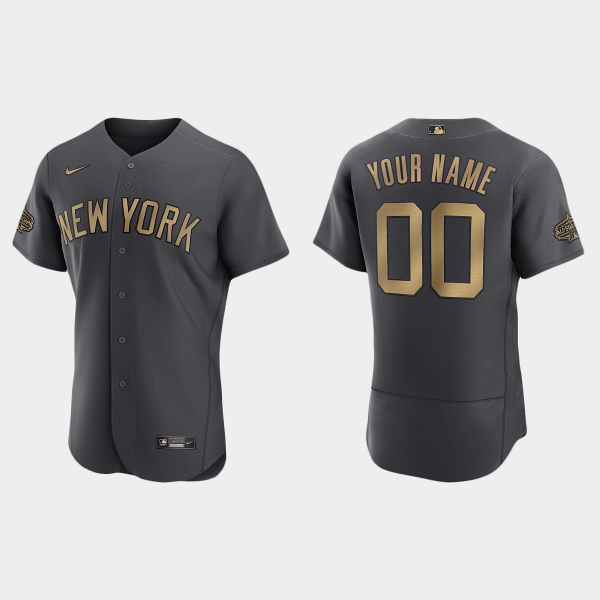 Custom New York Yankees 2022 MLB All-Star Game Jersey - Charcoal