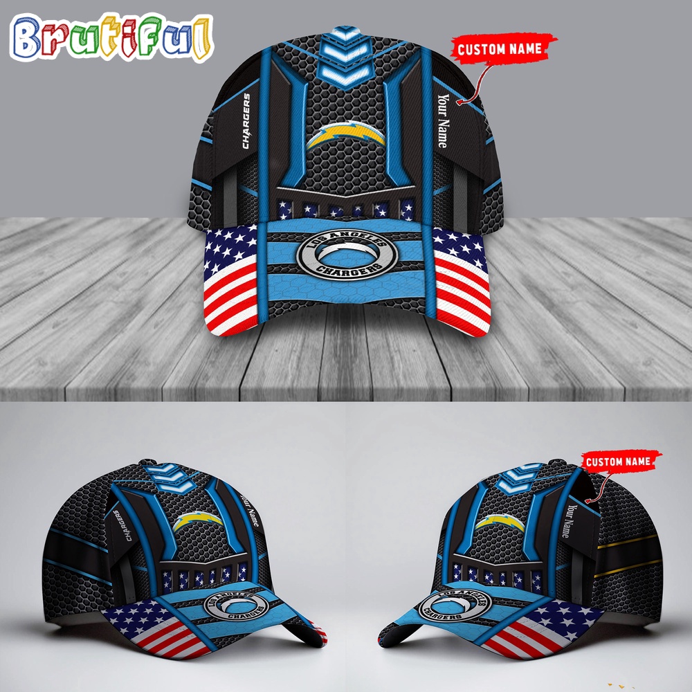 Custom NFL Los Angeles Chargers America Flag Cap, America Flag Football Cap