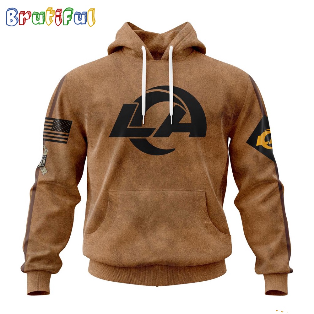 Custom NFL Los Angeles Rams Hoodie Special Salute To Service For Veterans Day Full Printed Hoodie