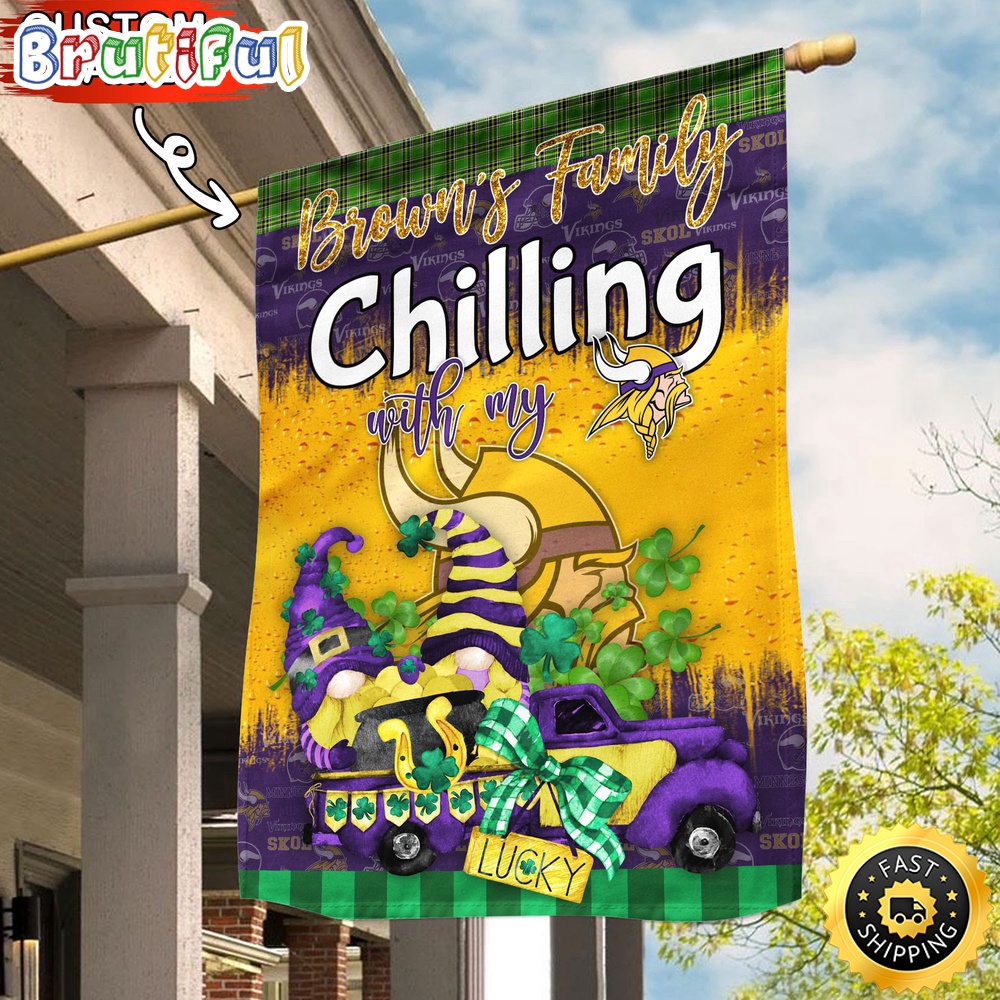 Custom NFL Minnesota Vikings Garden Flag Patricks Day Flag Design