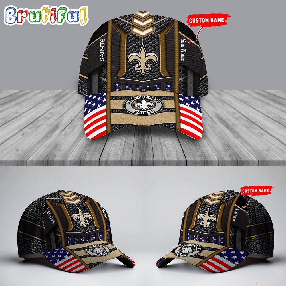 Custom NFL New Orleans Saints America Flag Cap, America Flag Football Cap