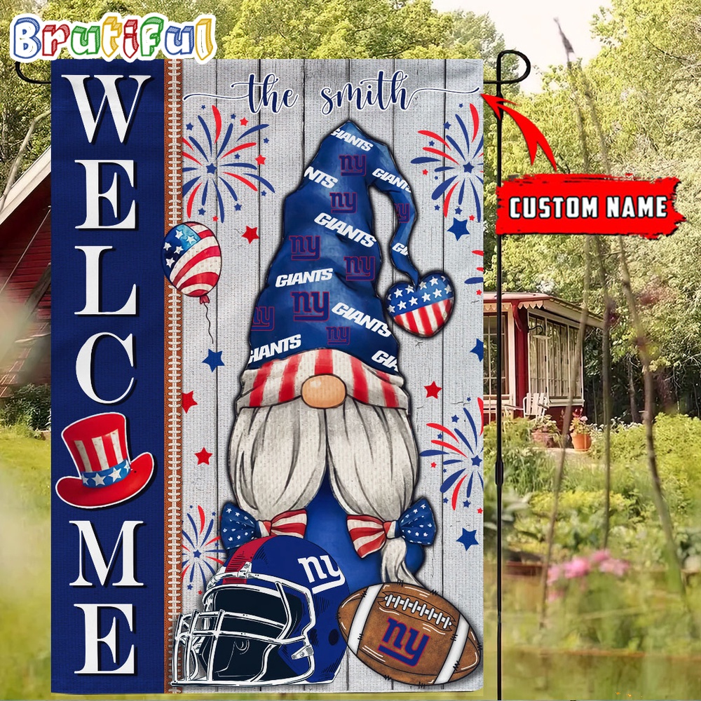Custom NFL New York Giants America 4th Of July Independence Day Flag, Football Gomes 4th Of July Garden Flag