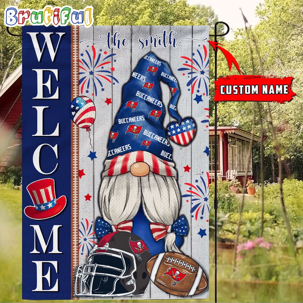 Custom NFL Tampa Bay Buccaneers America 4th Of July Independence Day Flag, Football Gomes 4th Of July Garden Flag