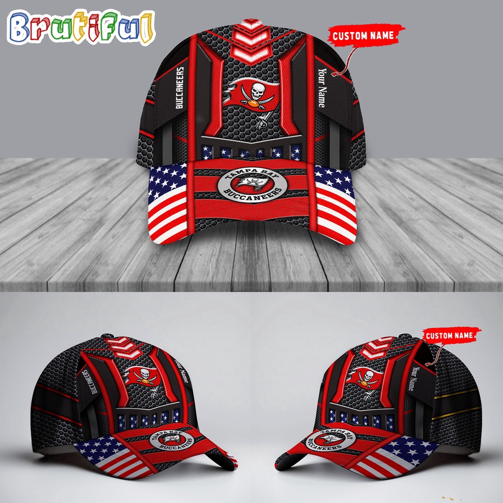Custom NFL Tampa Bay Buccaneers America Flag Cap, America Flag Football Cap