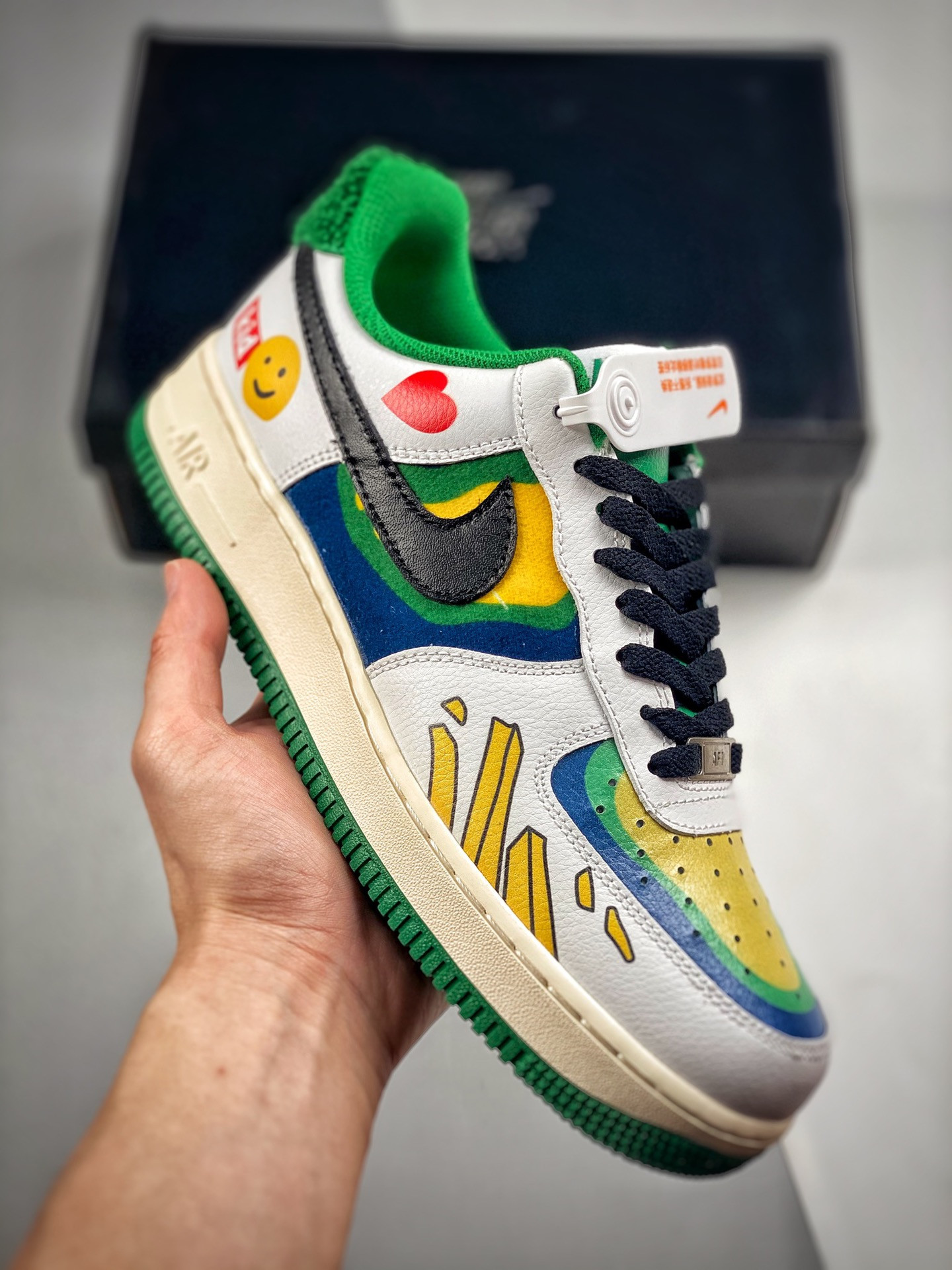 Custom Nike Air Force 1 Custom White Green Yellow For Sale