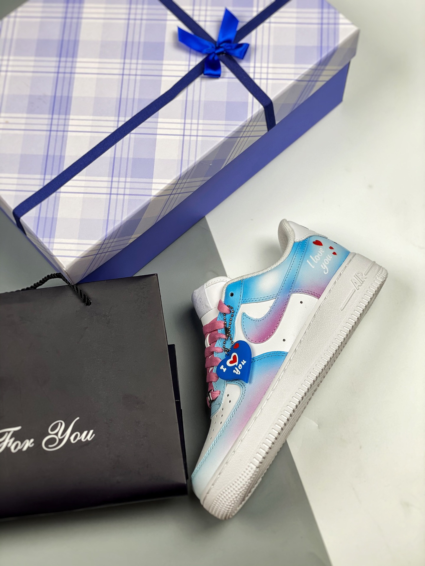 Custom Nike Air Force 1 Low ‘I Love You’ White/Multi For Sale
