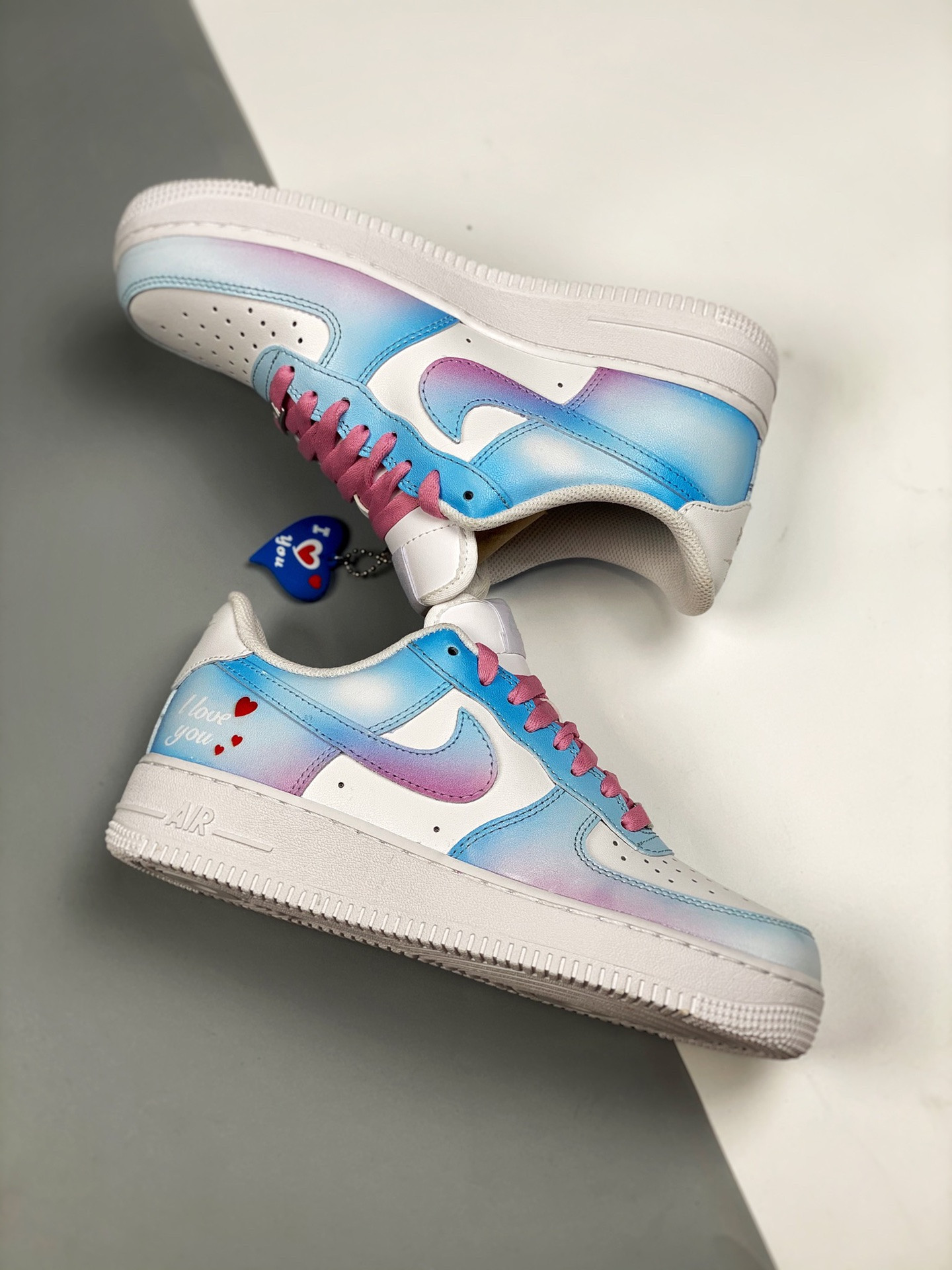 Custom Nike Air Force 1 Low ‘I Love You’ White/Multi For Sale