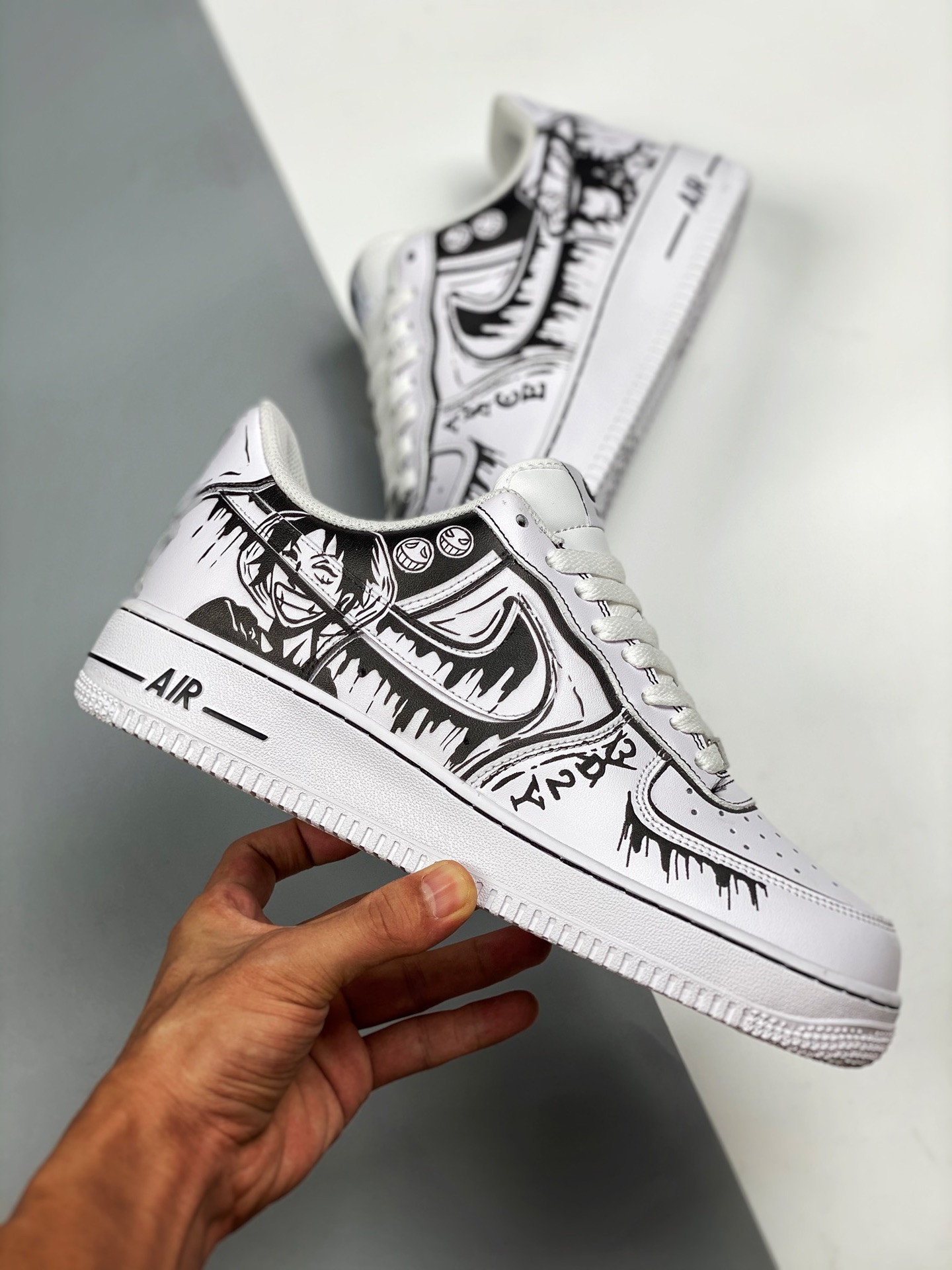Custom Nike Air Force 1 Low ‘One Piece’ White/Black For Sale