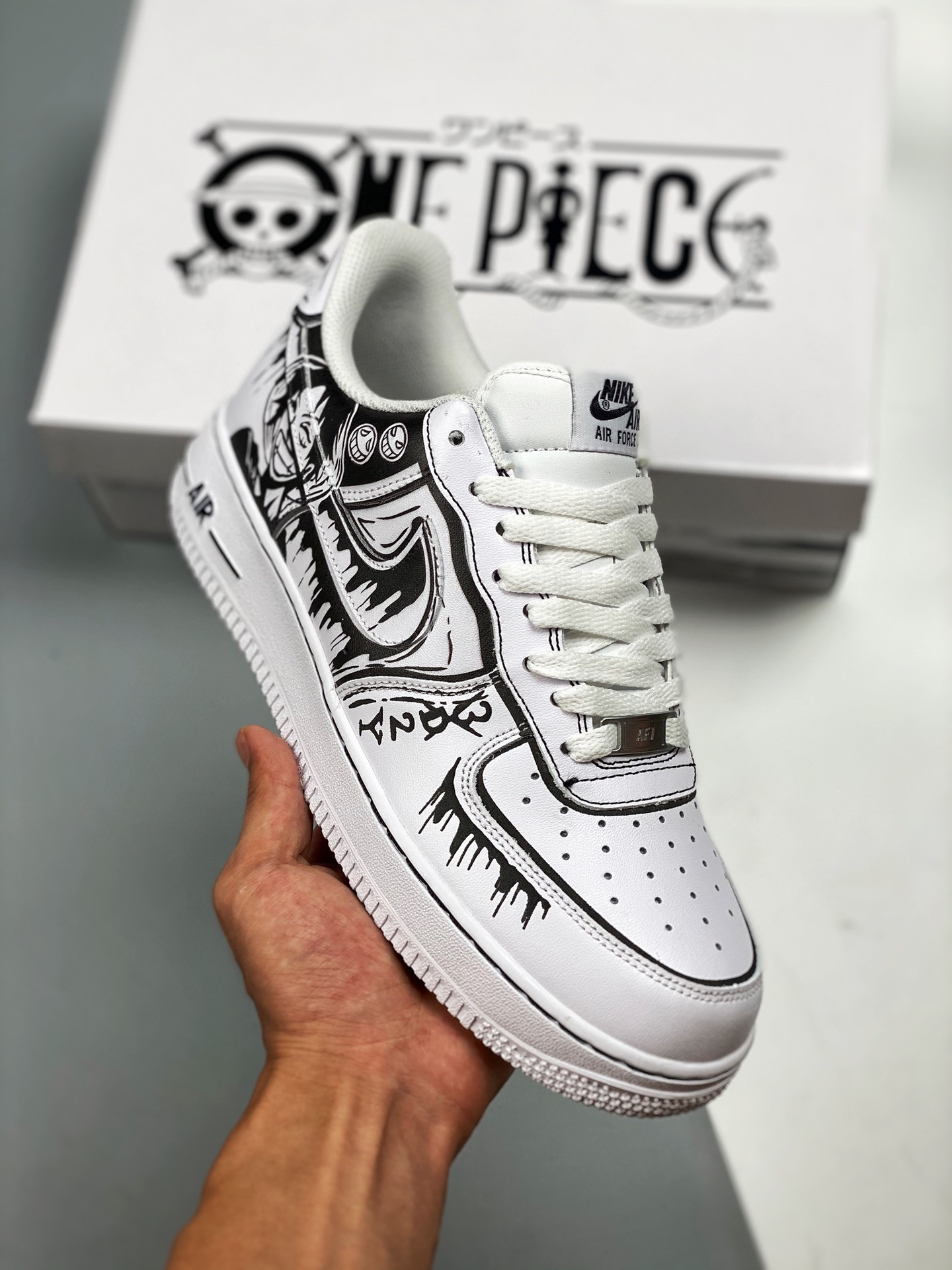 Custom Nike Air Force 1 Low ‘One Piece’ White/Black For Sale